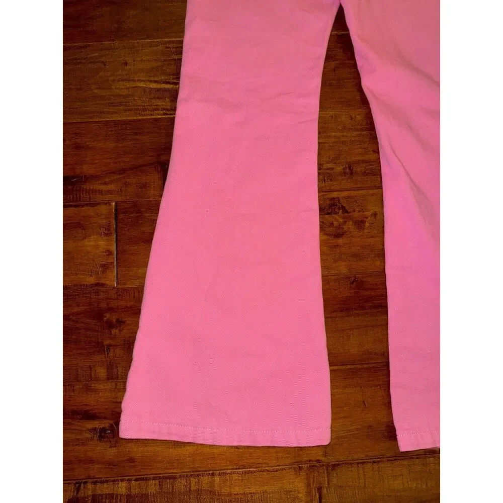 NWT Princess Polly Pink Cabarita Lounge Denim Jeans Size 4 Flare Leg High Rise